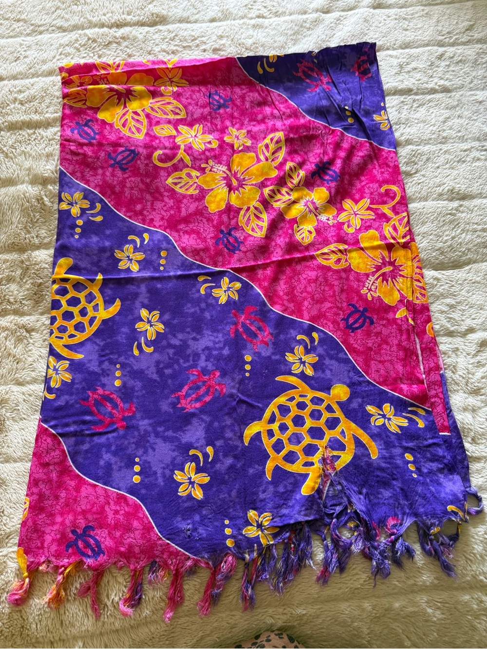 Vibrant Pink & Purple Floral Turtle Wrap Skirt
